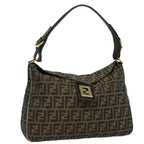 FENDI Zucca Canvas Shoulder Bag Brown Black goldar12413