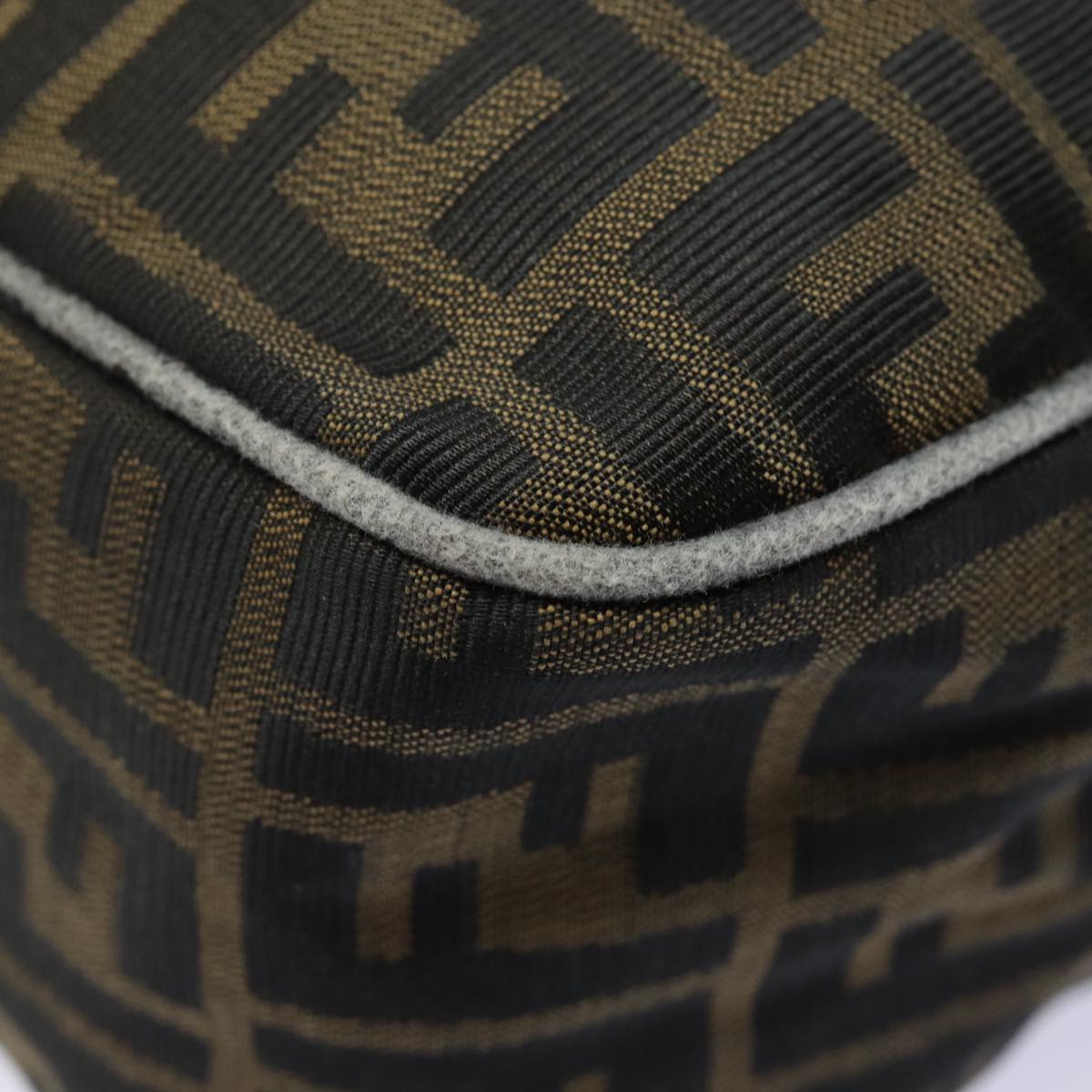 FENDI Zucca Canvas Shoulder Bag Brown Black goldar12413