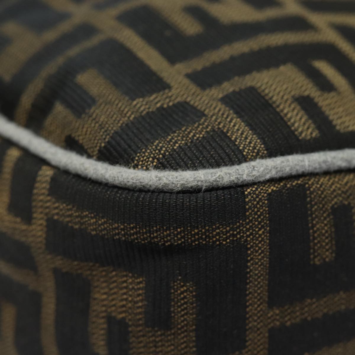 FENDI Zucca Canvas Shoulder Bag Brown Black goldar12413