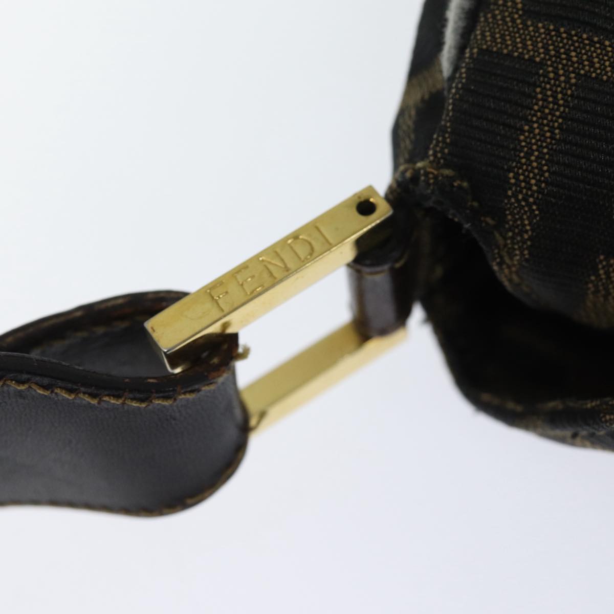 FENDI Zucca Canvas Shoulder Bag Brown Black goldar12413