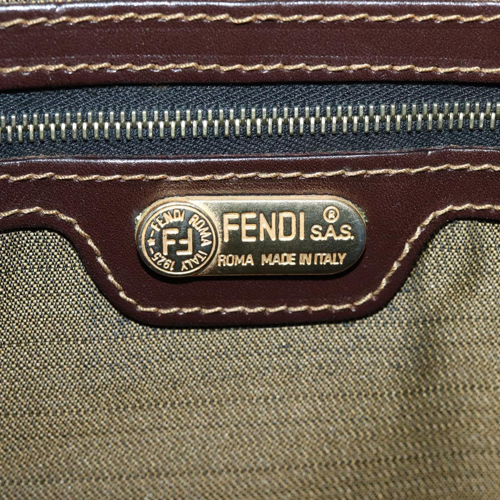 FENDI Zucca Canvas Shoulder Bag Brown Black goldar12413