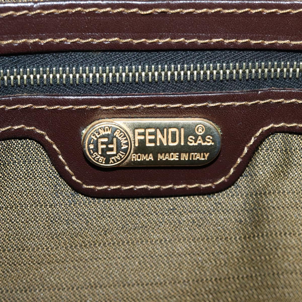 FENDI Zucca Canvas Shoulder Bag Brown Black goldar12413