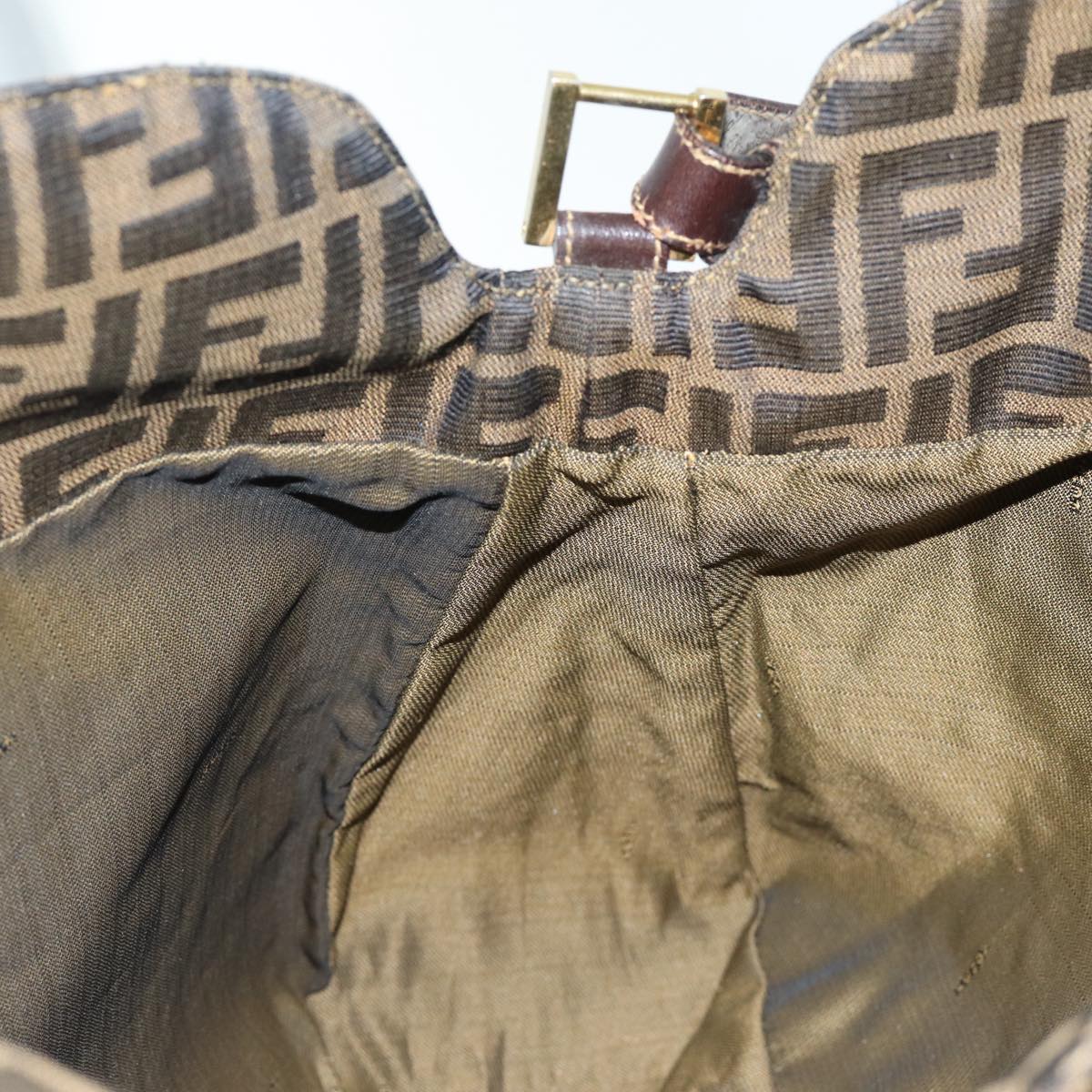 FENDI Zucca Canvas Shoulder Bag Brown Black goldar12413