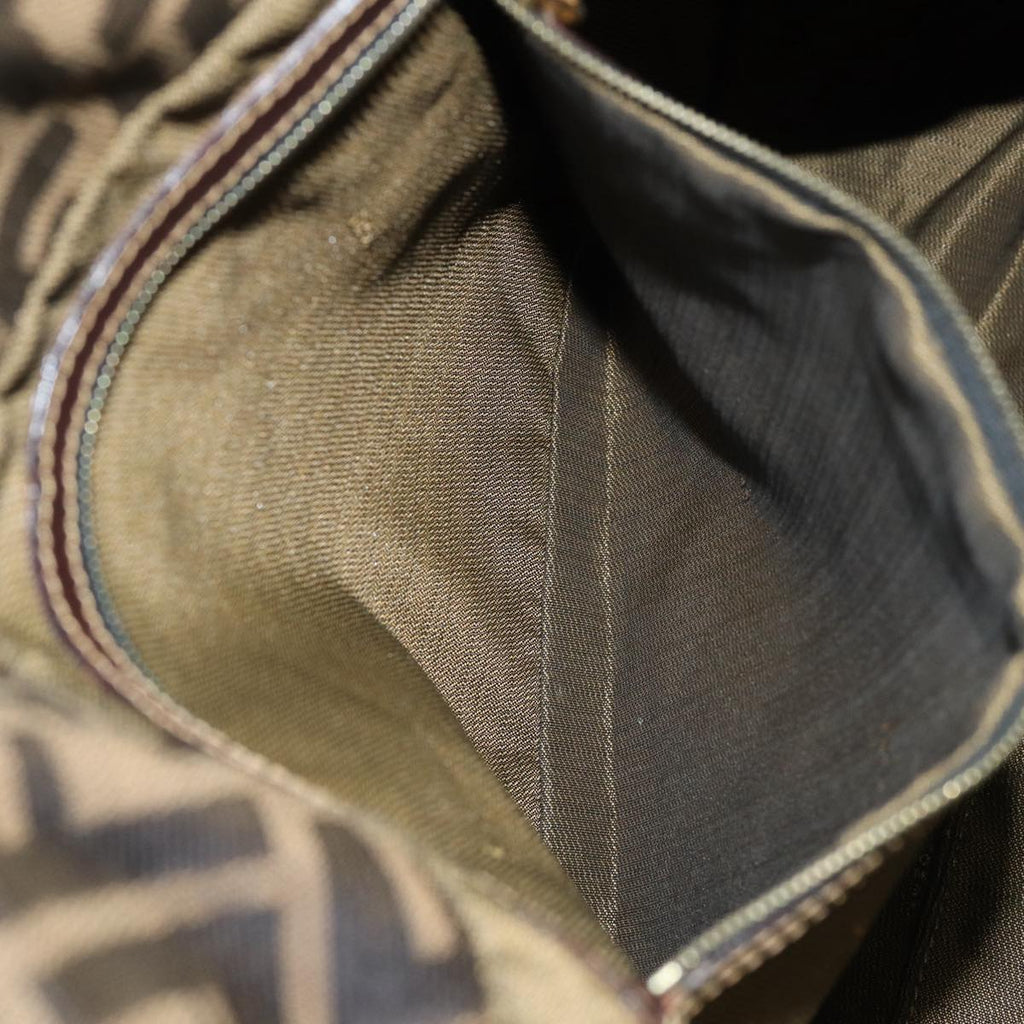 FENDI Zucca Canvas Shoulder Bag Brown Black goldar12413