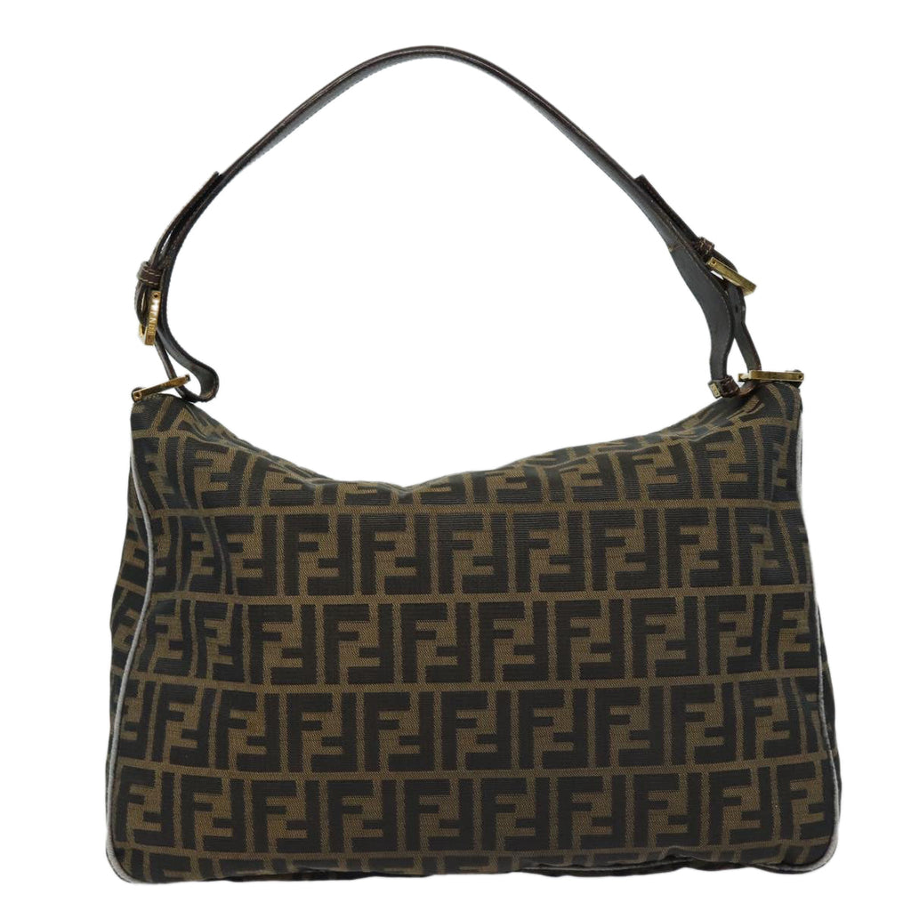 FENDI Zucca Canvas Shoulder Bag Brown Black goldar12413