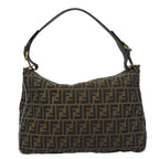 FENDI Zucca Canvas Shoulder Bag Brown Black goldar12413
