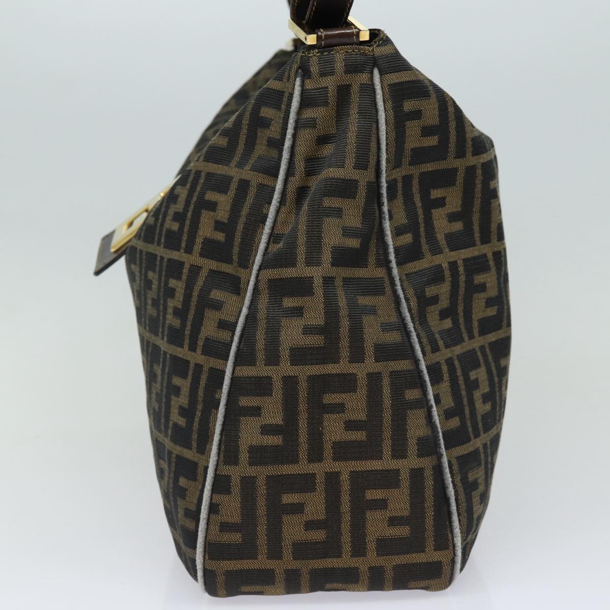 FENDI Zucca Canvas Shoulder Bag Brown Black goldar12413