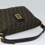 FENDI Zucca Canvas Shoulder Bag Brown Black goldar12413