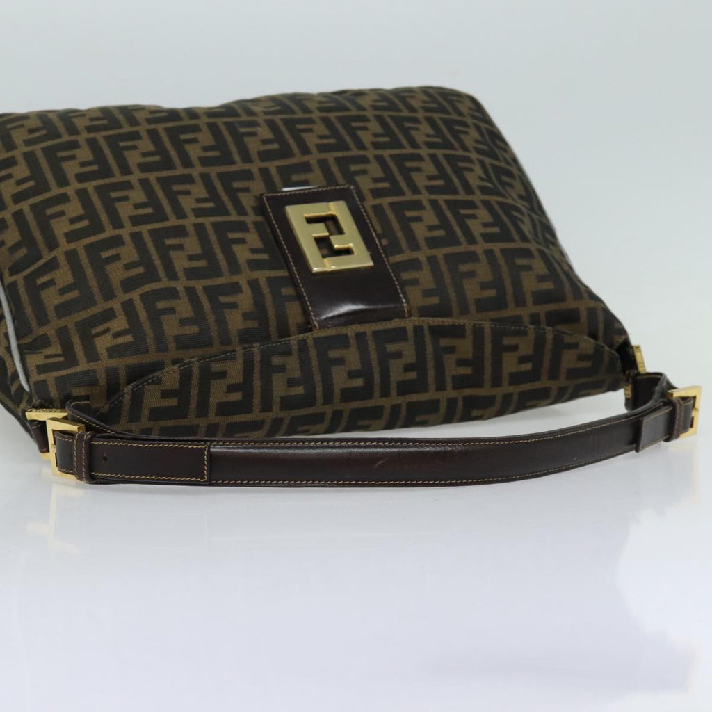 FENDI Zucca Canvas Shoulder Bag Brown Black goldar12413