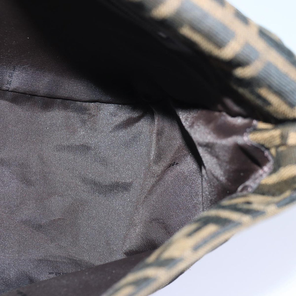 FENDI Zucca Canvas Mamma Baguette Shoulder Bag Brown Black Silverar12486