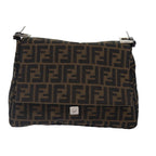 FENDI Zucca Canvas Mamma Baguette Shoulder Bag Brown Black Silverar12486