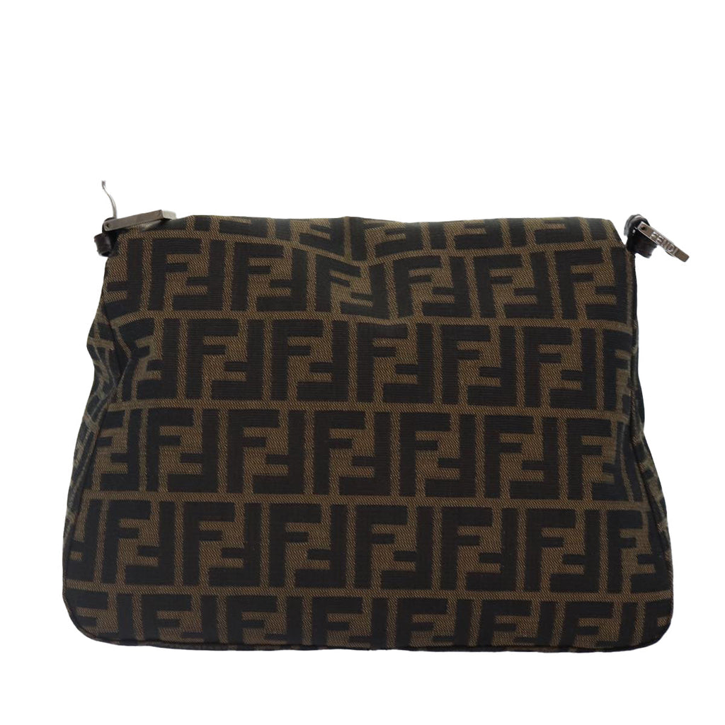 FENDI Zucca Canvas Mamma Baguette Shoulder Bag Brown Black Silverar12486
