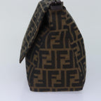 FENDI Zucca Canvas Mamma Baguette Shoulder Bag Brown Black Silverar12486