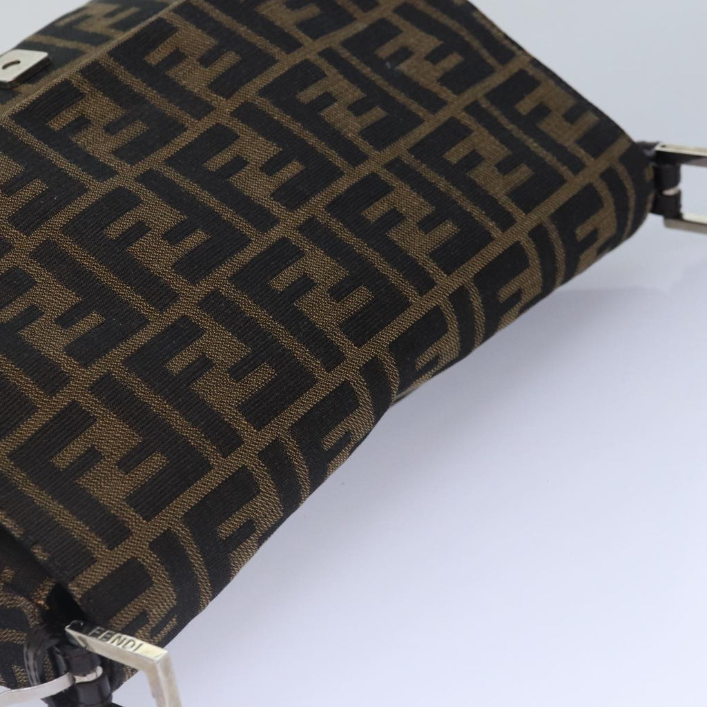 FENDI Zucca Canvas Mamma Baguette Shoulder Bag Brown Black Silverar12486