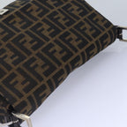 FENDI Zucca Canvas Mamma Baguette Shoulder Bag Brown Black Silverar12486