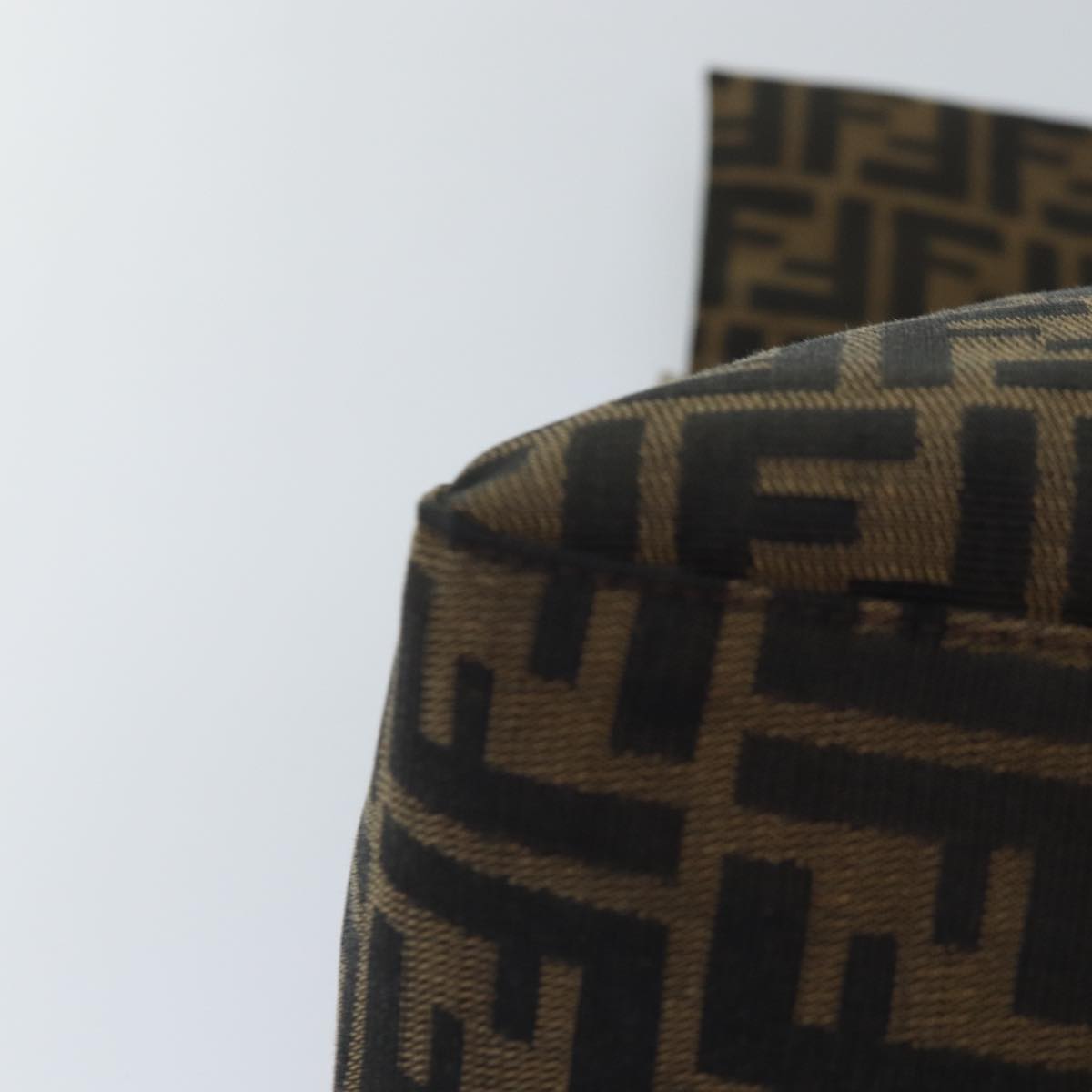 FENDI Zucca Canvas Mamma Baguette Shoulder Bag Brown Black Silverar12486