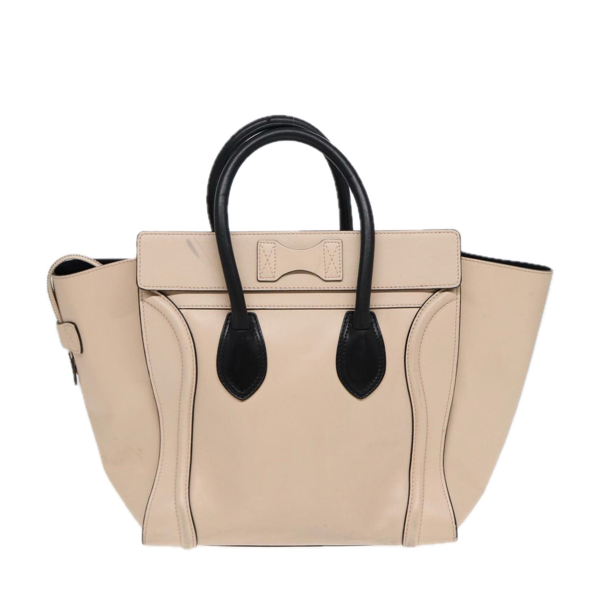 CELINE Luggage Mini Shopper Hand Bag Leather Beige Auth ar12490