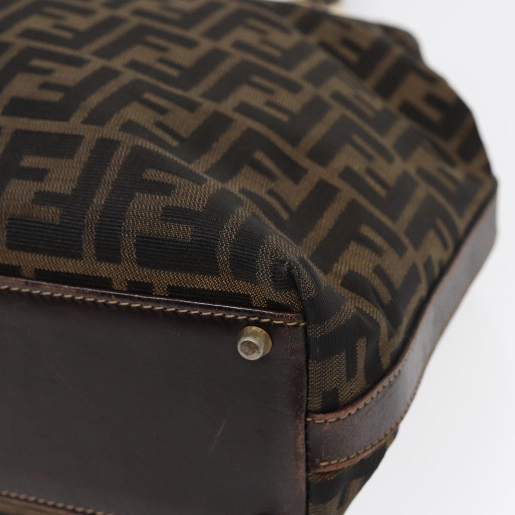FENDI Zucca Canvas Hand Bag 2way Brown Black goldar12498