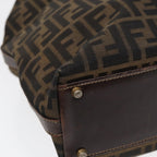 FENDI Zucca Canvas Hand Bag 2way Brown Black goldar12498