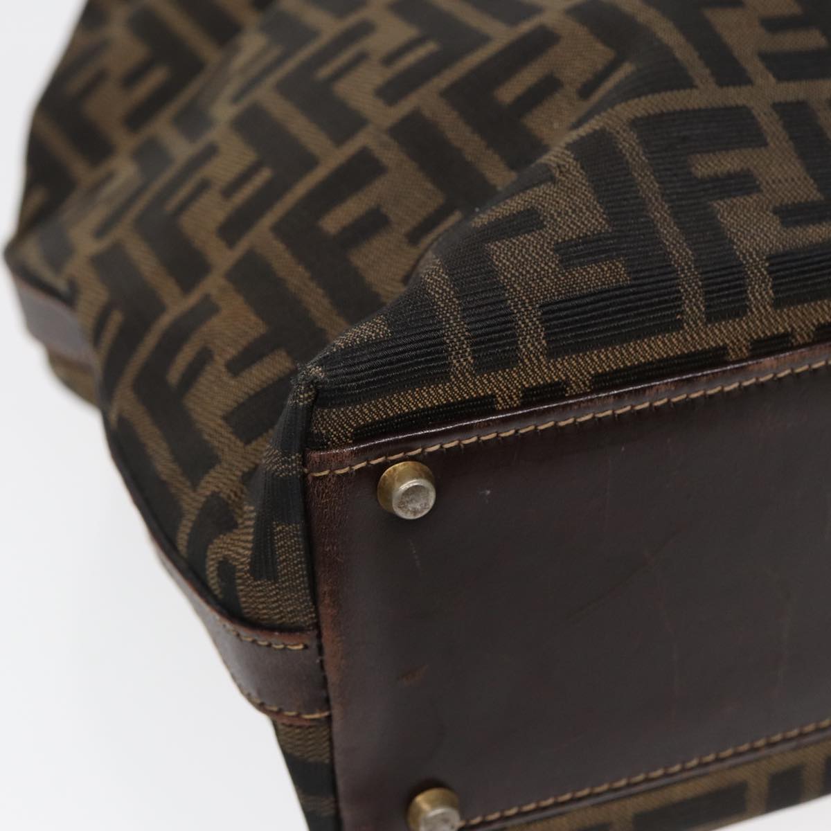 FENDI Zucca Canvas Hand Bag 2way Brown Black goldar12498