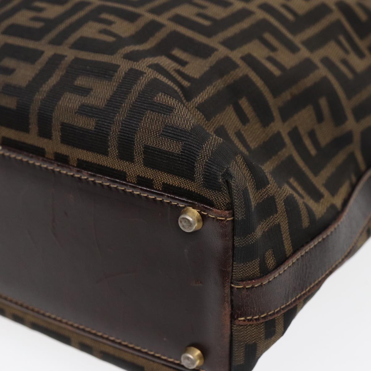FENDI Zucca Canvas Hand Bag 2way Brown Black goldar12498