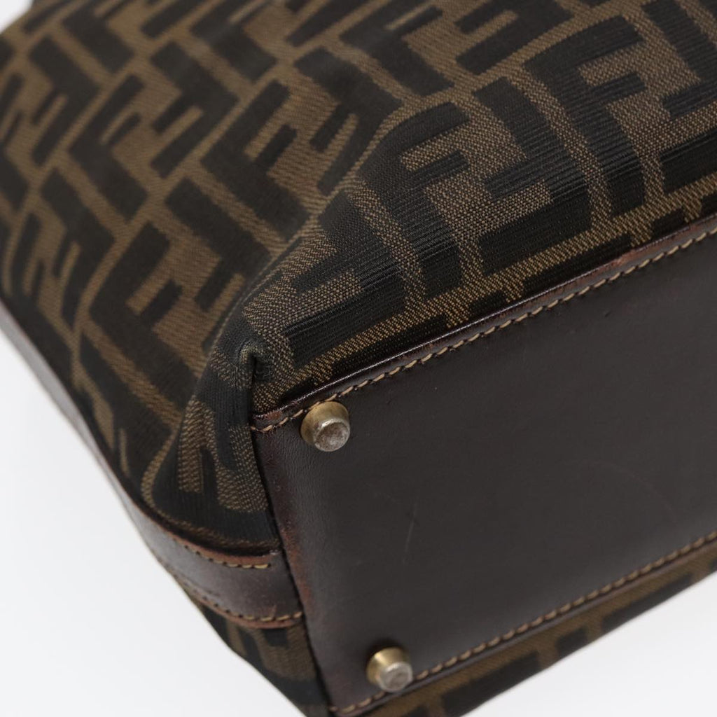 FENDI Zucca Canvas Hand Bag 2way Brown Black goldar12498