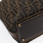 FENDI Zucca Canvas Hand Bag 2way Brown Black goldar12498