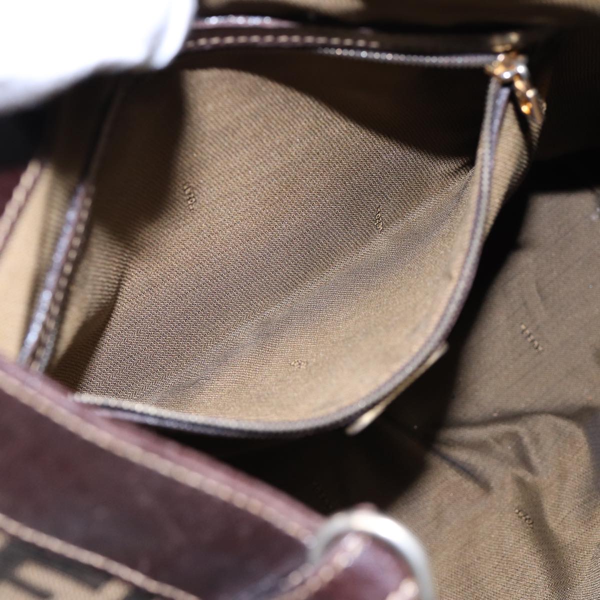 FENDI Zucca Canvas Hand Bag 2way Brown Black goldar12498