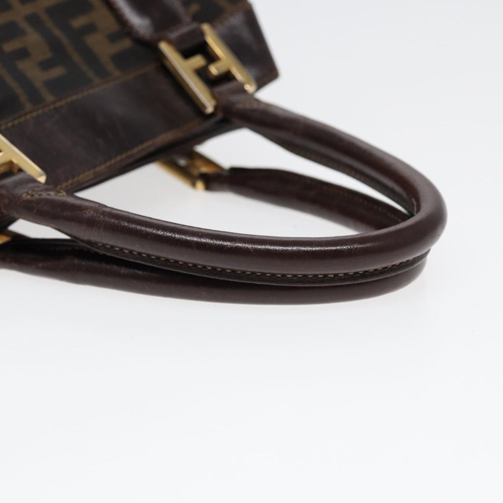 FENDI Zucca Canvas Hand Bag 2way Brown Black goldar12498