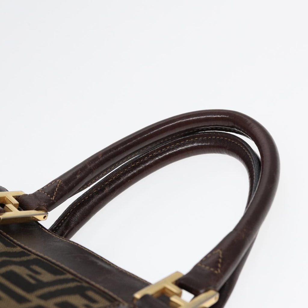 FENDI Zucca Canvas Hand Bag 2way Brown Black goldar12498