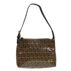 FENDI Zucchino Canvas Hand Bag Brown Goldar12553