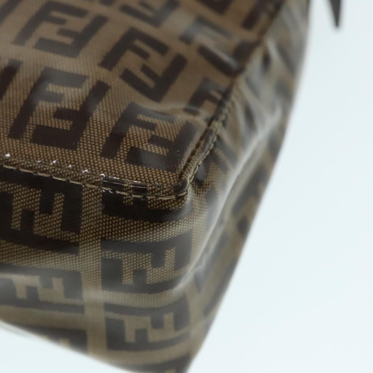 FENDI Zucchino Canvas Hand Bag Brown Goldar12553