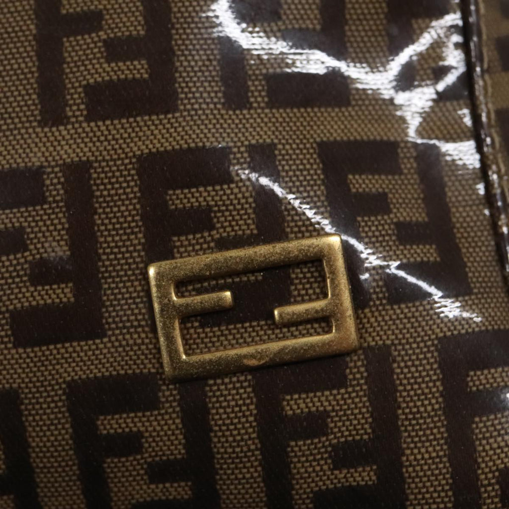 FENDI Zucchino Canvas Hand Bag Brown Goldar12553