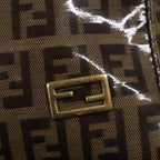 FENDI Zucchino Canvas Hand Bag Brown Goldar12553