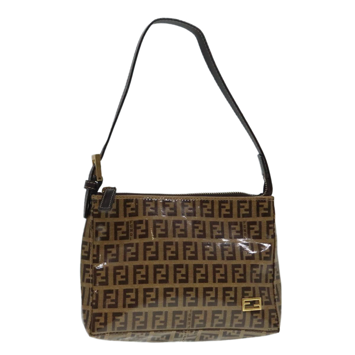 FENDI Zucchino Canvas Hand Bag Brown Goldar12553