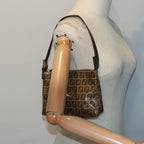 FENDI Zucchino Canvas Hand Bag Brown Goldar12553