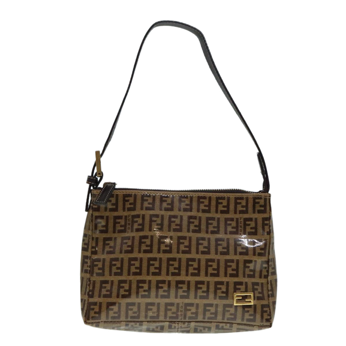 FENDI Zucchino Canvas Hand Bag Brown Goldar12553