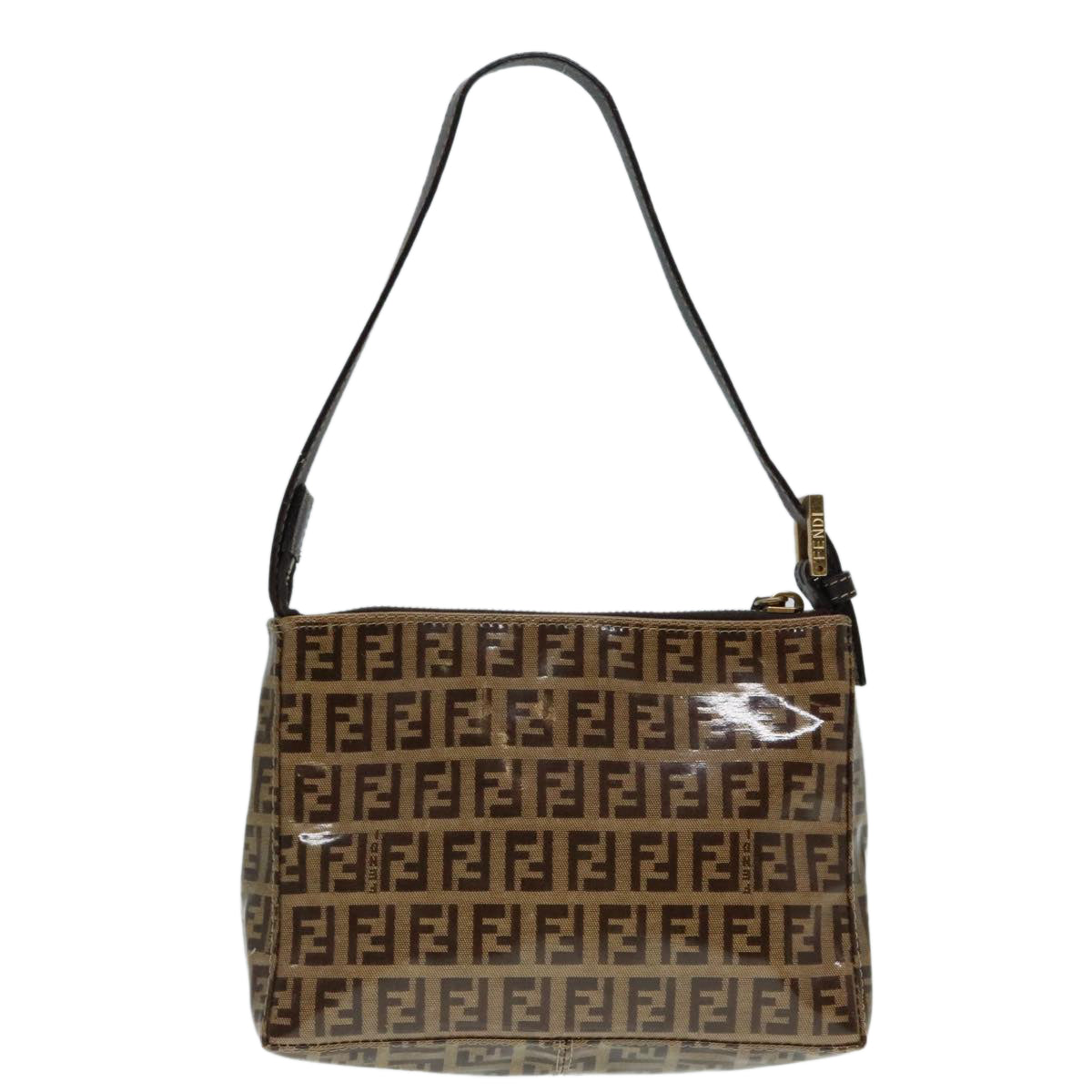 FENDI Zucchino Canvas Hand Bag Brown Goldar12553