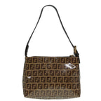 FENDI Zucchino Canvas Hand Bag Brown Goldar12553