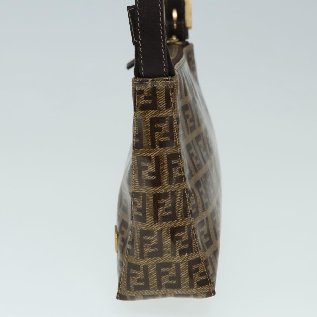 FENDI Zucchino Canvas Hand Bag Brown Goldar12553