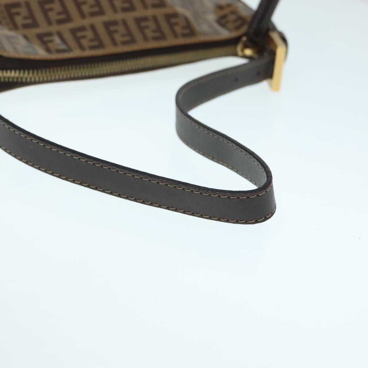 FENDI Zucchino Canvas Hand Bag Brown Goldar12553