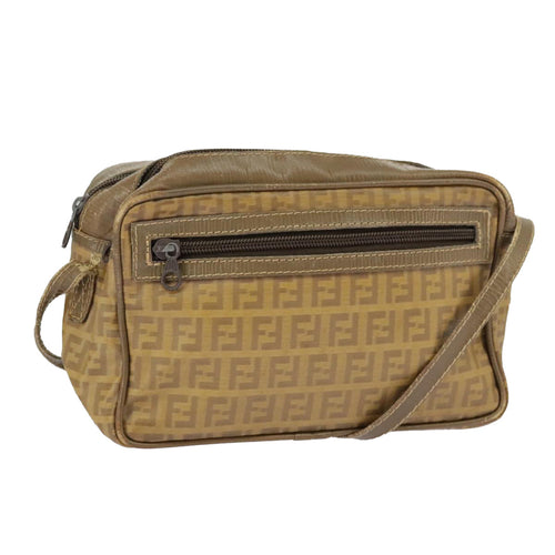FENDI Zucchino Canvas Shoulder Bag Vintage Beigear12721