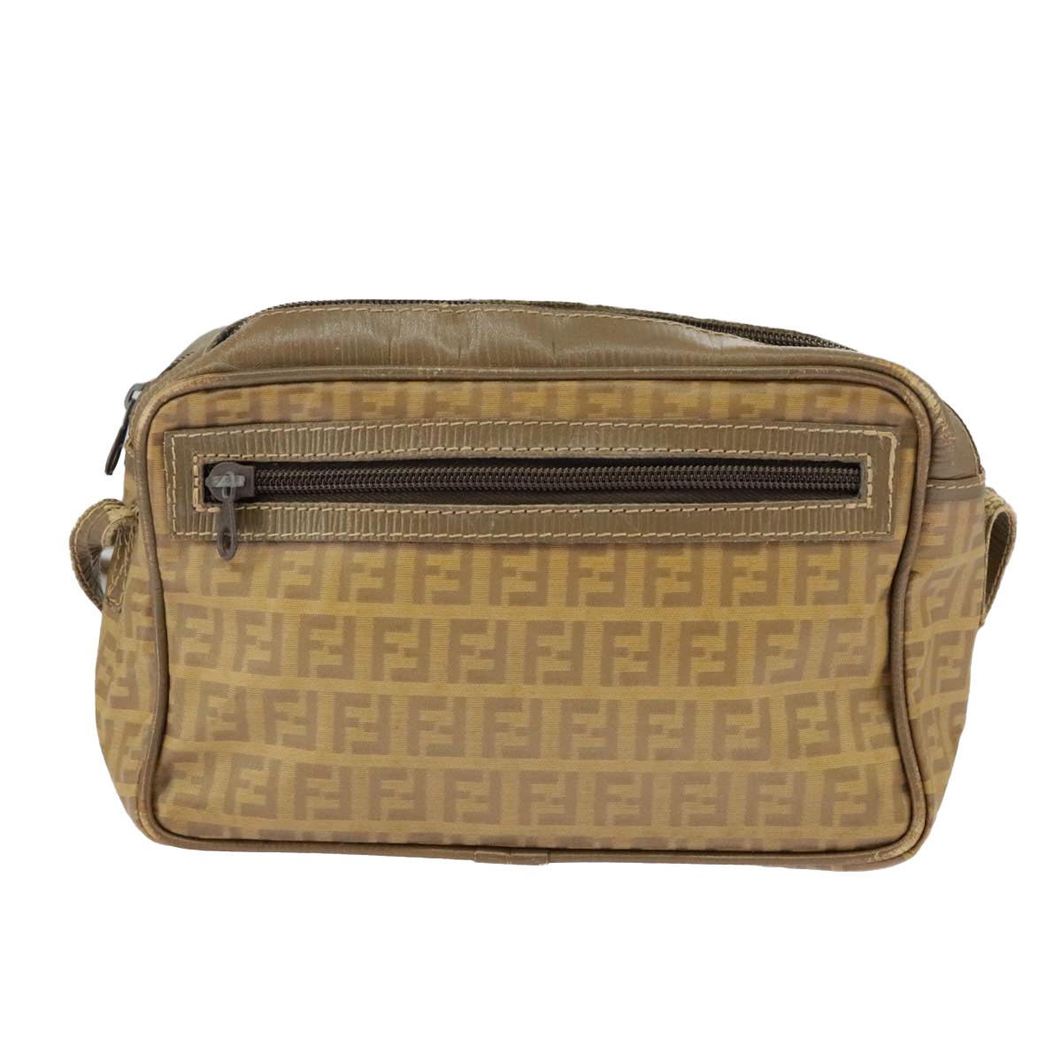 FENDI Zucchino Canvas Shoulder Bag Vintage Beigear12721