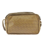 FENDI Zucchino Canvas Shoulder Bag Vintage Beigear12721