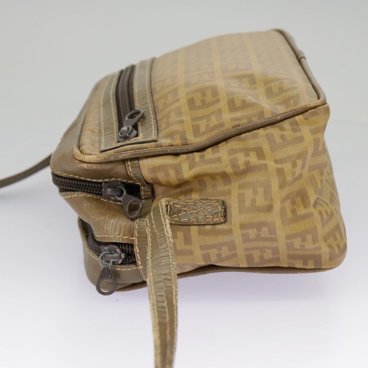 FENDI Zucchino Canvas Shoulder Bag Vintage Beigear12721
