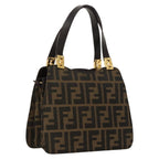 FENDI Zucca Canvas Hand Bag Brown Black goldar12735
