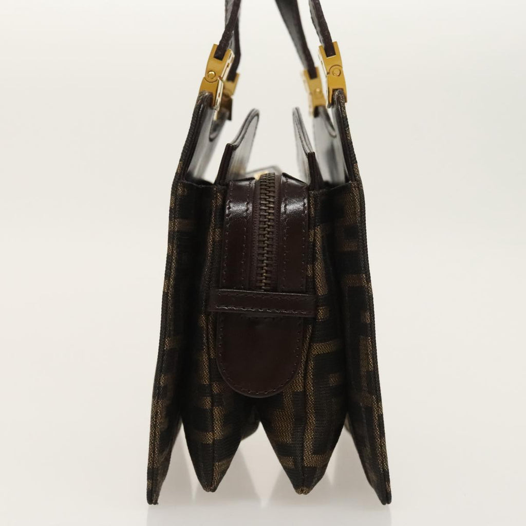 FENDI Zucca Canvas Hand Bag Brown Black goldar12735
