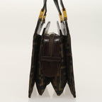 FENDI Zucca Canvas Hand Bag Brown Black goldar12735