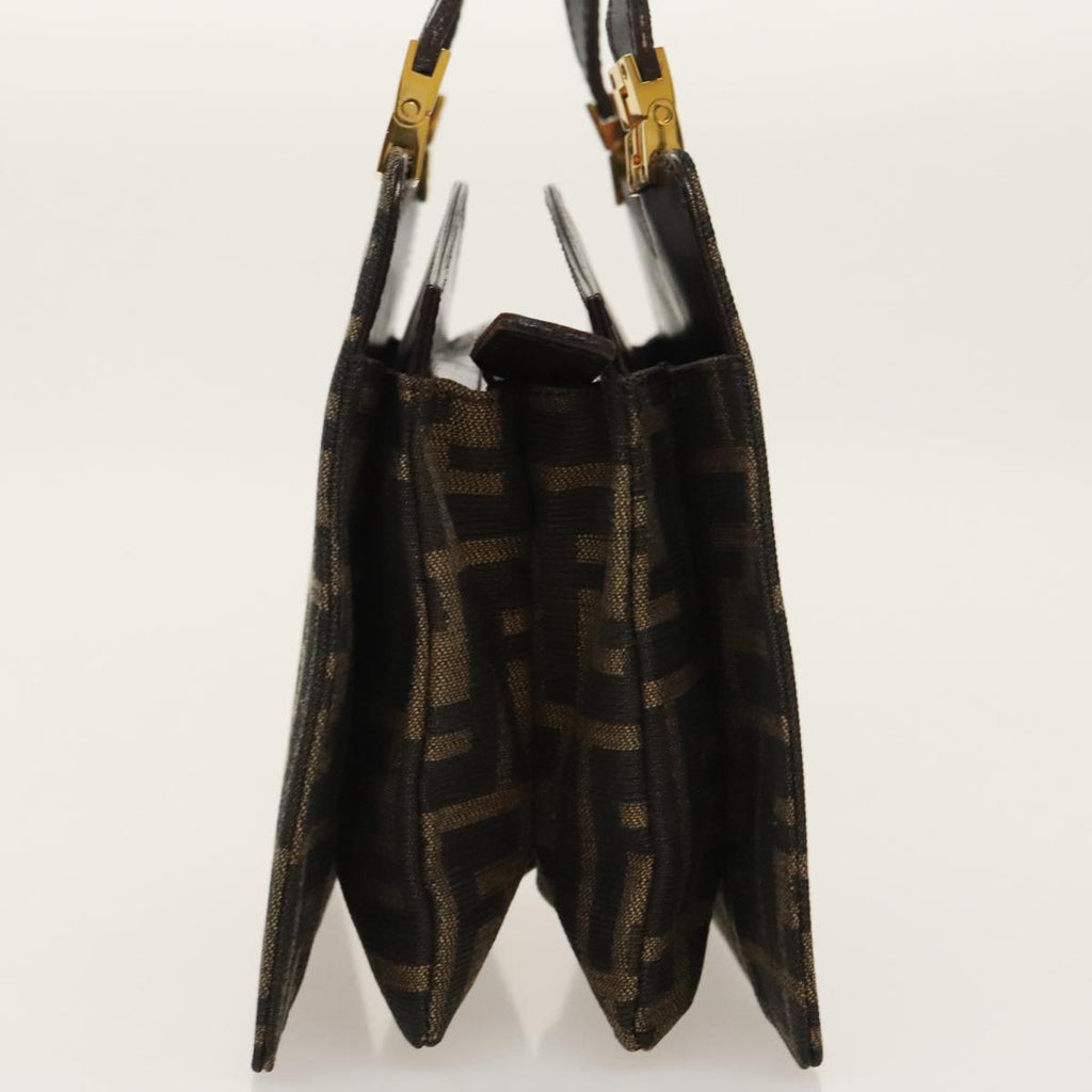 FENDI Zucca Canvas Hand Bag Brown Black goldar12735