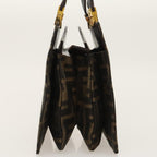 FENDI Zucca Canvas Hand Bag Brown Black goldar12735